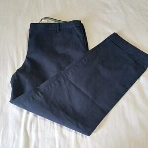 J Crew 8 CITY FIT Navy blue cotton spandex blend cuffed hem capri length